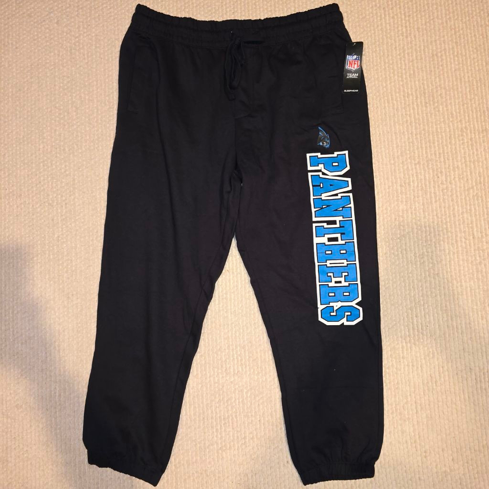 Men's NFL Team Apparel Black Blue Panthers Sleepwear Pajama Pants XL